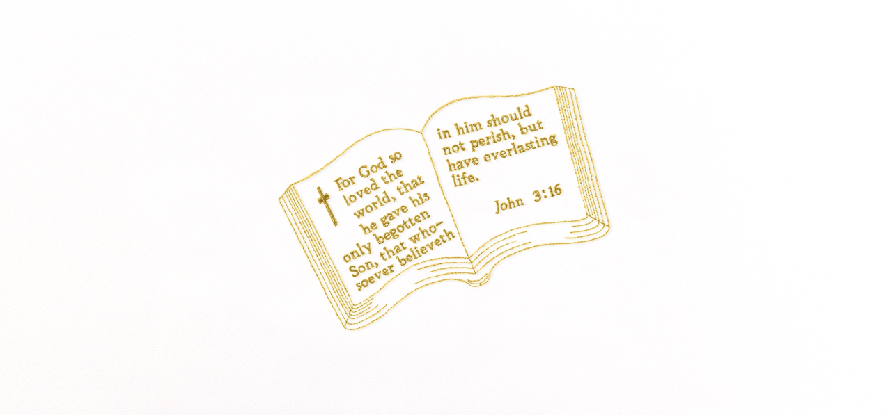 Bible John 3-16 Gold White Faux